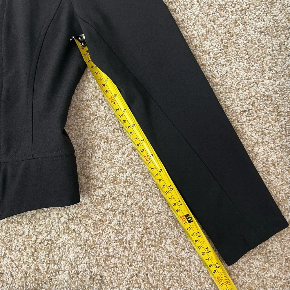 Black Cropped Moto Jacket Size Small Gold Double Zippers - Picture 7 of 12